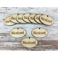Natúr fa - "Búcsúzunk" ovál tábla 2,5x4cm 10db/csomag – kegyeleti dekorációhoz