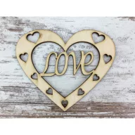 Natúr fa - Szív love felirattal 10cm – festéshez, dekorációhoz