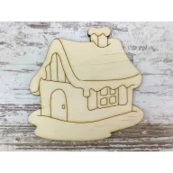 Natúr fa - Havas házikó 10cm – karácsonyi dekorációhoz