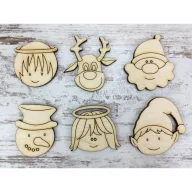 Natúr fa - Karácsonyi "ARCOK" 4-5cm 6db/csomag – karácsonyi dekorációhoz