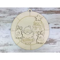 Natúr fa -  Mikulás és barátai koszorú 25,5cm – karácsonyi dekorációhoz