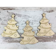 Natúr fa -  Díszes fenyőfa 10cm 3db/csomag – koszorúhoz, asztaldíszhez