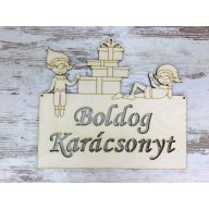 Natúr fa - Manós ajtódísz 24cm – karácsonyi dekorációhoz