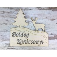 Natúr fa - Erdei táj ajtódísz 24cm – karácsonyi dekorációhoz