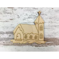Natúr fa - Templom 9x10cm – karácsonyi dekorációhoz