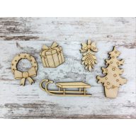 Natúr fa - Karácsonyi manó kellék szett 5db/csomag – karácsonyi dekorációhoz
