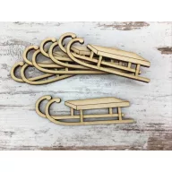 Natúr fa - Szánkó 8cm 5db/csomag – karácsonyi dekorációhoz