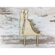 Natúr fa - Tortadísz Mr&Mrs 17cm – esküvői dekorációhoz