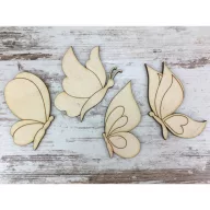 Natúr fa - Lepkék oldal nézetben 8cm 4db/csomag – festéshez, dekorációhoz