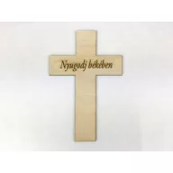 Natúr fa - "Nyugodj békében" kereszt 18cm – kegyeleti dekorációhoz