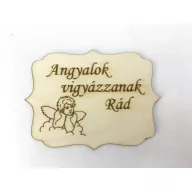Natúr fa - "Angyalok vigyázzanak Rád" tábla 8x6cm – kegyeleti dekorációhoz