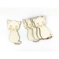 Natúr fa - Rajzos cica 8,5cm 5db/csomag – festéshez, dekorációhoz