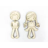 Natúr fa - Rajzos kislány kisfiú szett 9cm 2db/csomag – festéshez, dekorációhoz