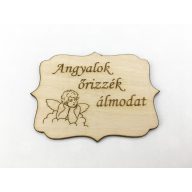 Natúr fa - "Angyalok őrizzék álmodat" tábla 8x6cm – kegyeleti dekorációhoz