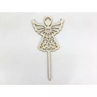 Natúr fa - Beszúrós csipkés angyal 18cm – karácsonyi dekorációhoz, koszorúhoz