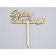 Natúr fa - Beszúrós "Boldog Karácsonyt" 14cm – karácsonyi dekorációhoz