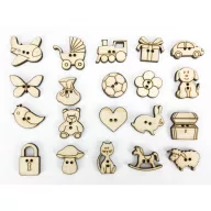 Natúr fa - Gomb szett 2cm 20db/csomag – festéshez, dekorációhoz