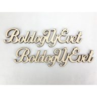 Natúr fa - "Boldog Új Évet" felirat 14,5cm 2db/csomag – karácsonyi dekorációhoz