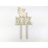 Natúr fa - "BUÉK" malacos 19cm – karácsonyi dekorációhoz