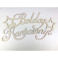 Natúr fa - "Boldog Karácsonyt" csillagos nagy 49x25cm – karácsonyi dekorációhoz