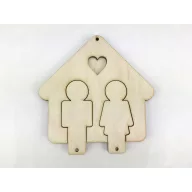 Natúr fa - Kulcstartó páros 11x12cm – valentin napi dekorációhoz
