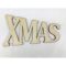 Natúr fa - "XMAS" trapéz felirat 15cm – koszorúhoz, asztaldíszhez