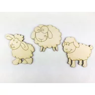 Natúr fa - Rajzos bárány szett 3db/csomag – húsvéti dekorációhoz