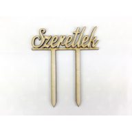 Natúr fa - Beszúrós "Szeretlek" felirat  12cm – valentin napi dekorációhoz