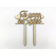 Natúr fa - Beszúrós "Te vagy az igazi" felirat 13,5cm – valentin napi dekorációhoz