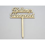 Natúr fa - Beszúrós "Kellemes ünnepeket" felirat 10cm – koszorúhoz, asztaldíszhez