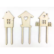 Natúr fa - Beszúrós házikó szett 3db/cs – festéshez, dekorációhoz