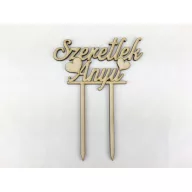 Natúr fa - Beszúrós "Szeretlek Anyu" felirat 13cm – anyák napi dekorációhoz