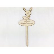 Natúr fa - Beszúrós nyuszi "Kellemes húsvéti ünnepeket" felirat 7cm – húsvéti dekorációhoz