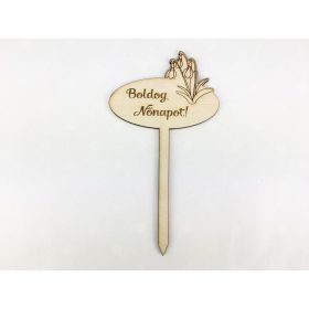   Natúr fa - Beszúrós "Boldog Nőnapot" tábla 7,5cm