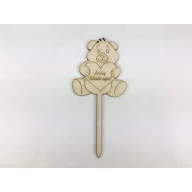 Natúr fa - Beszúrós maci "Boldog Valentin napot" 16cm – valentin napi dekorációhoz