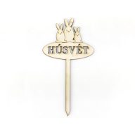 Natúr fa - Beszúrós nyuszi család "HÚSVÉT" 8cm – húsvéti dekorációhoz