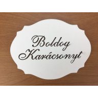Natúr fa - "Boldog Karácsonyt" kiesős tábla fehér 7,5x10cm – karácsonyi dekorációhoz