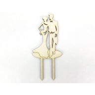 Natúr fa - Jegyespár tortadísz 15cm – esküvői dekorációhoz