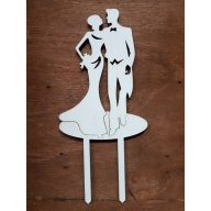 Fa - Jegyespár tortadísz fehér 15cm – esküvői dekorációhoz