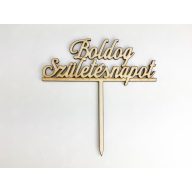 Natúr fa - Beszúrós "Boldog Születésnapot" felirat 12,3cm – kreatív dekorációhoz