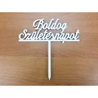 Fa - Beszúrós "Boldog Születésnapot" felirat fehér 12,3cm – festéshez, dekorációhoz