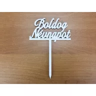 Fa - Beszúrós "Boldog Névnapot" felirat fehér 8,6cm – festéshez, dekorációhoz