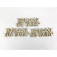Natúr fa - "BOLDOG ÚJ ÉVET" felirat 9cm 3db/csomag – karácsonyi dekorációhoz