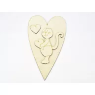 Natúr fa - Cicafiú + szív 25cm – valentin napi dekorációhoz