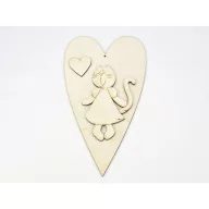 Natúr fa - Cicalány + szív 25cm – valentin napi dekorációhoz