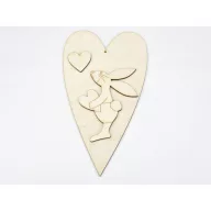 Natúr fa - Nyuszifiú + szív 25cm – valentin napi dekorációhoz