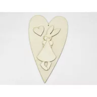 Natúr fa - Nyuszilány + szív 25cm – valentin napi dekorációhoz