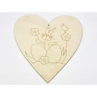 Natúr fa - Nyuszi a szívben kifestő 20cm – húsvéti dekorációhoz