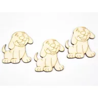 Natúr fa - Rajzos kutyus 6cm 3db/csomag – festéshez, dekorációhoz
