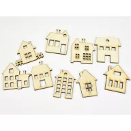 Natúr fa -  Házikó szett 5cm 9db/csomag – festéshez, dekorációhoz